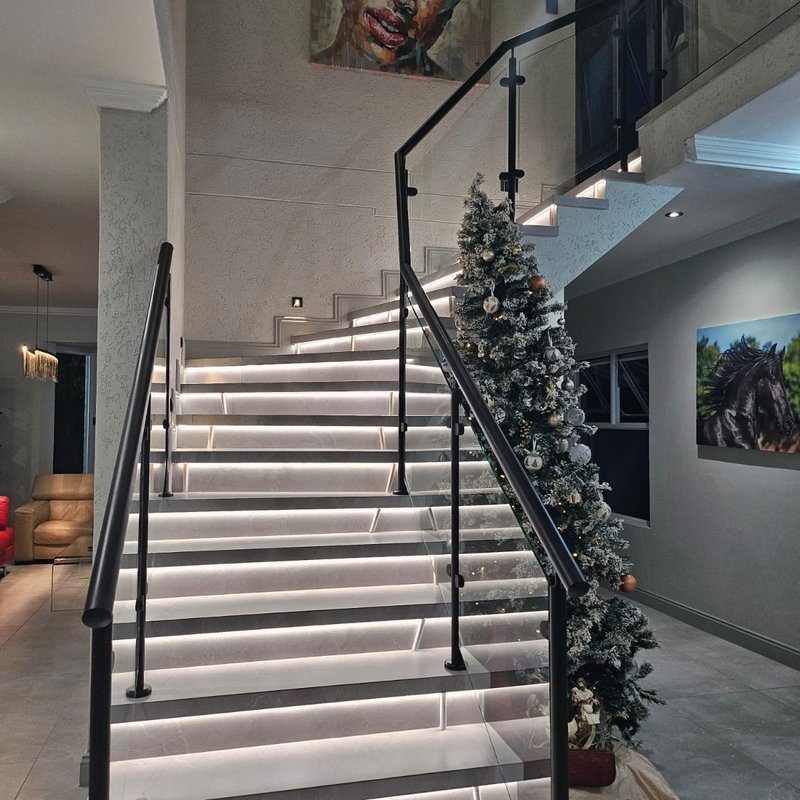 Bull-nosed tiles - accommodate LED strip lighting-perfect - modern staircases from Trinity Decor Solutions in Pretoria